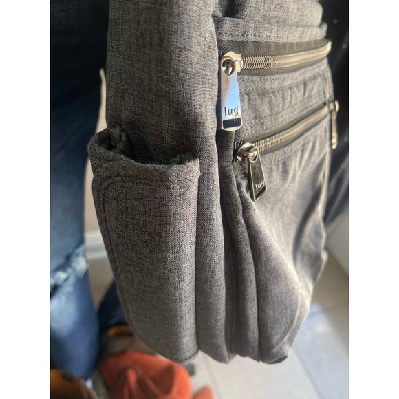 Lug Double Dutch Crossbody Bag Heather Grey RFID Water Bottle Slot - Picture 7 of 9